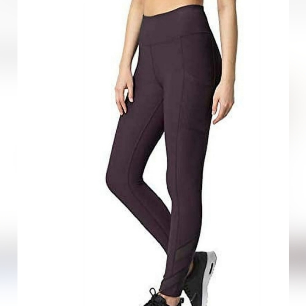 Mondetta Womens High Waist Active Leggings with Sheer Trim Gym Workout Size XL